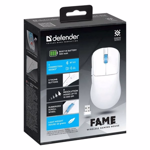 Bezvadu pele DEFENDER FAME GM-516 RF+BT 10000DPI 6P balta