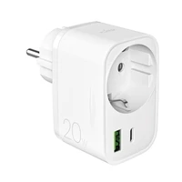 Puro 20W Power Delivery lādētājs ar Schuko spraudni un kontaktligzdu 1x USB-C + 1x USB-A - balts