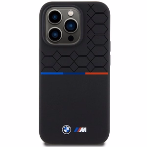BMW M silikona raksts magnētiskais viedtālruņa apvalks iPhone 15 Pro - melns