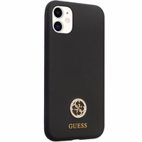 Guess GUHCN614DGPK apvalks iPhone 11 / Xr - melns Silikona Logo Strass 4G