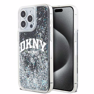 DKNY Liquid Glitter Big Logo viedtālruņa apvalks iPhone 13 Pro Max - melns