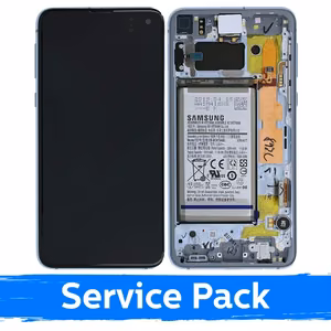 LCD displejs saderīgs ar Samsung G970 S10e ar rāmi / Prism Blue / (Service Pack) + ar bateriju