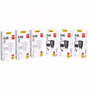 Lādētājs Dudao A2ProL melns (2xUSB) + integrēts Lightning kabelis