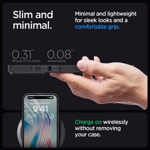 Spigen Ultra Hybrid viedtālruņa apvalks iPhone 15 Pro - Caurspīdīgs melns