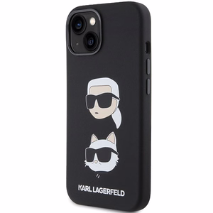 Karl Lagerfeld Silikona Karl&Choupette Head apvalks viedtālrunim iPhone 15 Plus / 14 Plus - melns