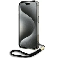 Karl Lagerfeld IML Mono KL Pattern & Cord viedtālruņa apvalks iPhone 15 Pro Max - melns