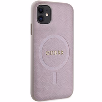 Guess GUHMN61PSAHMCP viedtālruņa apvalks iPhone 11 / Xr - rozā Saffiano Magnētiskais