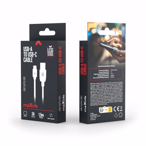 Maxlife kabelis USB - USB-C 1,5 m 3A balts