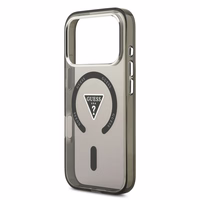 GUESS magnētiskais viedtālruņa apvalks IPHONE 17 Pro, savietojams ar MagSafe GUHMP17LHGTMLCGK (IML gradienta apvalks ar trīsstūra logotipu) melns