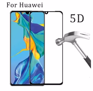 Закалённое стекло "5D Full Glue" Huawei P30 Lite изогнутое чёрное bulk