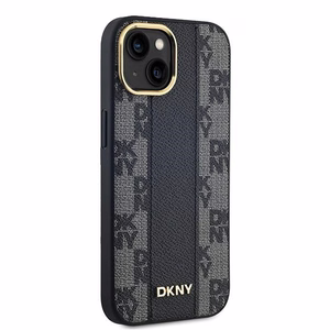 DKNY Ādas rūtainais magnētiskais apvalks iPhone 15/14/13 - melns