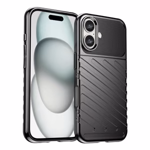 Thunder viedtālruņa apvalks iPhone 16 Plus silikona apvalks - melns