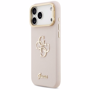 Guess Grained Big 4G & Stand Camera Case for iPhone 17 Pro Max - Pink