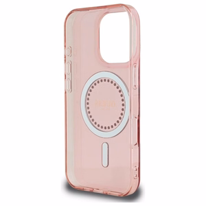 Guess IML Rhinestones Magnētiskais viedtālruņa apvalks iPhone 16 Pro Max - rozā
