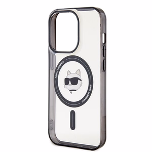 Karl Lagerfeld IML Choupette's Head magnētiskais viedtālruņa apvalks iPhone 15 Pro - caurspīdīgs