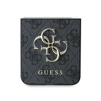 Guess Ādas 4G Metāla Logotips Viedtālruņa apvalks Samsung Galaxy Z Flip 6 - Melna
