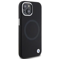 BMW paraksta šķidrais silikons Magnētiskais viedtālruņa apvalks iPhone 15 - melns