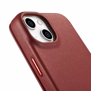 iCarer CE Premium Leather Folio Case iPhone 14 Plus Magnetic Flip Leather Folio Case MagSafe Red (WMI14220715-RD)