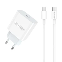 Lādētājs Jellico AK180 20W USB-C + USB-C uz USB-C kabelis 1.0m, balts