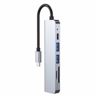 HUB Tech-Protect V4 6in1 USB-C - USB-A 3.0 / USB-A 2.0 / USB-C / HDMI / micro SD / TF / SD karšu lasītājs - pelēks
