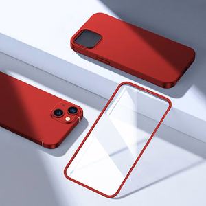 Joyroom 360 pilns apvalks priekšējais un aizmugurējais vāks iPhone 13 + rūdīts stikls aizsargstikls sarkans (JR-BP927 sarkans)
