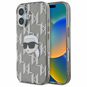 Karl Lagerfeld IML Karl Head Electroplated viedtālruņa apvalks iPhone 16 - melns