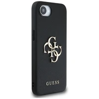 Guess PU Grained 4G Metal Logo viedtālruņa apvalks iPhone 16e - melns