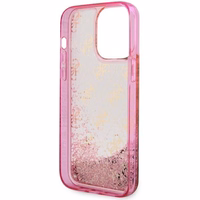 Guess GUHCP14XLC4PSGP iPhone 14 Pro Max 6.7" rozā/rozā cietais apvalks Liquid Glitter 4G caurspīdīgs