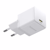 Baseus Palm 1C 20W sienas lādētājs (ar Baseus Mini White USB-C 60W (20V/3A) 1m kabeli) - balts