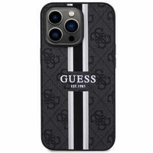 Guess GUHMP13XP4RPSK iPhone 13 Pro Max 6.7" melns/melns cietais apvalks 4G Printed Stripes MagSafe