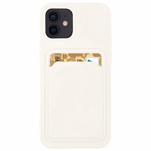 Card Case silikona viedtālruņa apvalks maks ar karšu nodalījumu Samsung Galaxy A73 balts