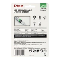TCBEST uzlādes baterija R6 (AA) 2713 mAh ar Type C ligzdu + USB A kabelis uz 2 x Type C 2 gab
