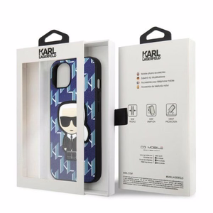 Karl Lagerfeld KLHCP13MPMNIKBL iPhone 13 6.1" cietais apvalks zils/zils Monogramma Ikonik Plāksteris