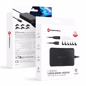 Forcell F-ENERGY E856 universāls klēpjdatora lādētājs 90W (6 adapteri) melns