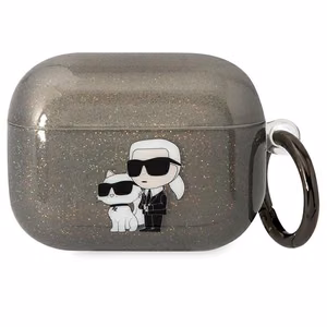 Karl Lagerfeld KLAPHNKCTGK Airpods Pro apvalks melns/melns Gliter Karl&Choupette