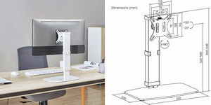 Single-Monitor 17"-32" Desk Statīvs, Balts