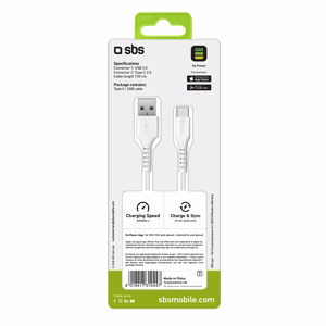 SBS TECABLEMICROC15W USB-A - USB-C kabelis 1,5 m - balts