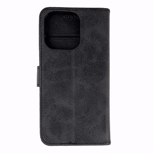 Ādas grāmatas tipa viedtālruņa apvalks iPhone 16 Pro - melns