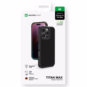 AmazingThing Titan Max viedtālruņa apvalks ar 600D aramīda šķiedrām iPhone 16 Pro Max - melns