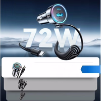 Automašīnas turētājs Joyroom "JR-CL07" melns 72W (1xPD / 1xQC3.0 / ar LED apgaismojumu) + "Type-C" kabelis 160cm