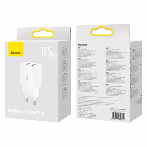 Baseus lādētājs Compact 2 x USB balts 10,5w