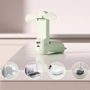 Jisulife Life8 Plus pārnēsājams rokas USB ventilators ar ārējā akumulatora funkciju un lukturīti, 4500 mAh, zaļš