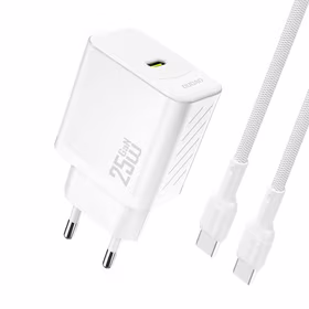 Dudao A27CEU PD 25W GaN SB-C Wall Lādētājs with USB-C Kabelis - Balts