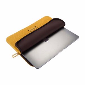 Tucano Velluto 2 neoprēna apvalks ar samta ārpusi 14 collu MacBook Pro un 13 collu klēpjdatoriem, dzeltens