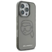 Karl Lagerfeld KLHCP16XHKHDCELK iPhone 16 Pro Max 6.9" melns/melns cietais apvalks IML Rhinestones Karl galva