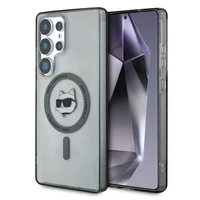 Karl Lagerfeld pogu Choupette Head izdrukātais logotips Magnētiskais viedtālruņa apvalks Samsung Galaxy S25 Ultra melns
