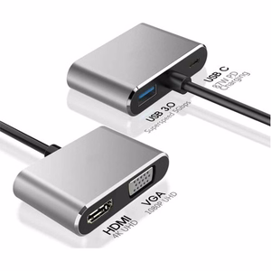 Reach USB-C centrmezgls: PD + HDMI + VGA + USB 3.0