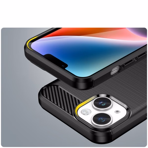 Carbon viedtālruņa apvalks iPhone 14 Plus elastīgs gēla aizmugures vāks melns