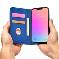 Magnet Card viedtālruņa apvalks iPhone 14 atverams vāciņš maks ar statīvu zils