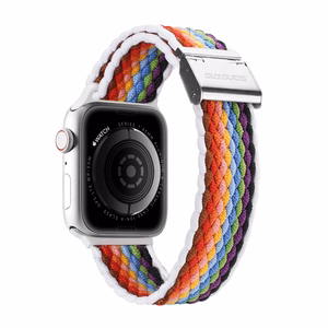 Dux Ducis siksniņa (Mixture II versija) Apple Watch SE siksniņa, 9, 8, 7, 6, 5, 4, 3, 2, 1 (41, 40, 38 mm) pīta josla gaišas svītras aproce